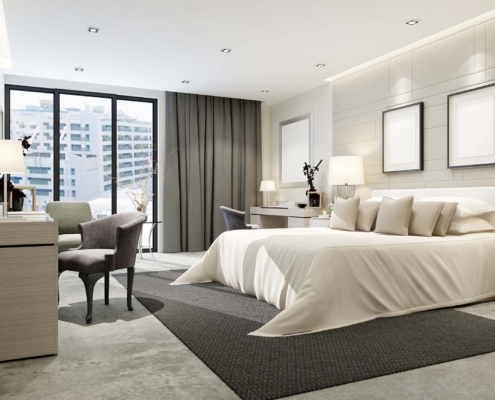 3d render modern hotel room